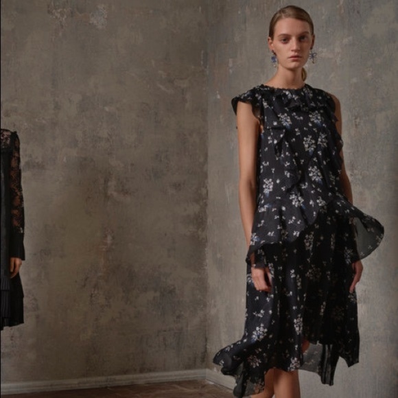 erdem black floral dress